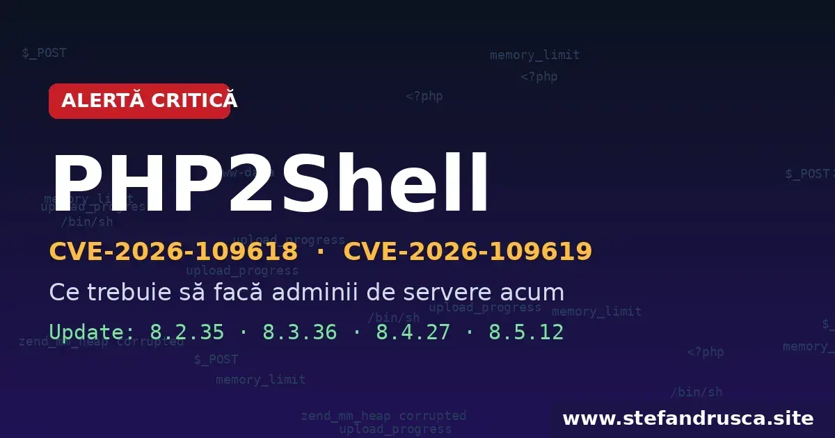 PHP2Shell (CVE-2026-109618 și CVE-2026-109619): ce trebuie să facă adminii de servere acum