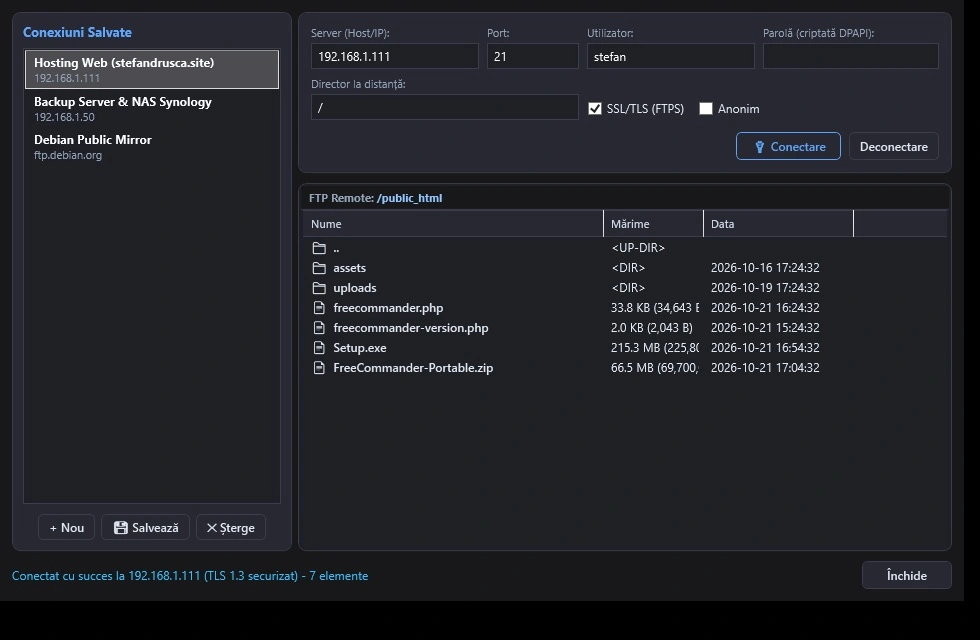 Free Commander - Manager Conexiuni FTP & FTPS Securizat